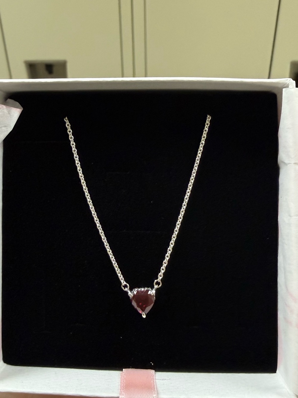 Sterling Silver Heart pandora Pendant Necklace - Red